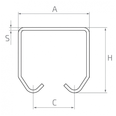 6V.032 35x32x1,5 mm VIRŠUTINIS BĖGIS PAKABINAMIEMS VARTAMS 1